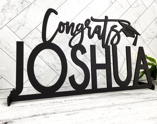Custom Graduation Name Sign, Table Decor 2024 Congrats Grad Sign, Class of 2024, Graduation Party Centerpiece, Senior Year Photo Prop