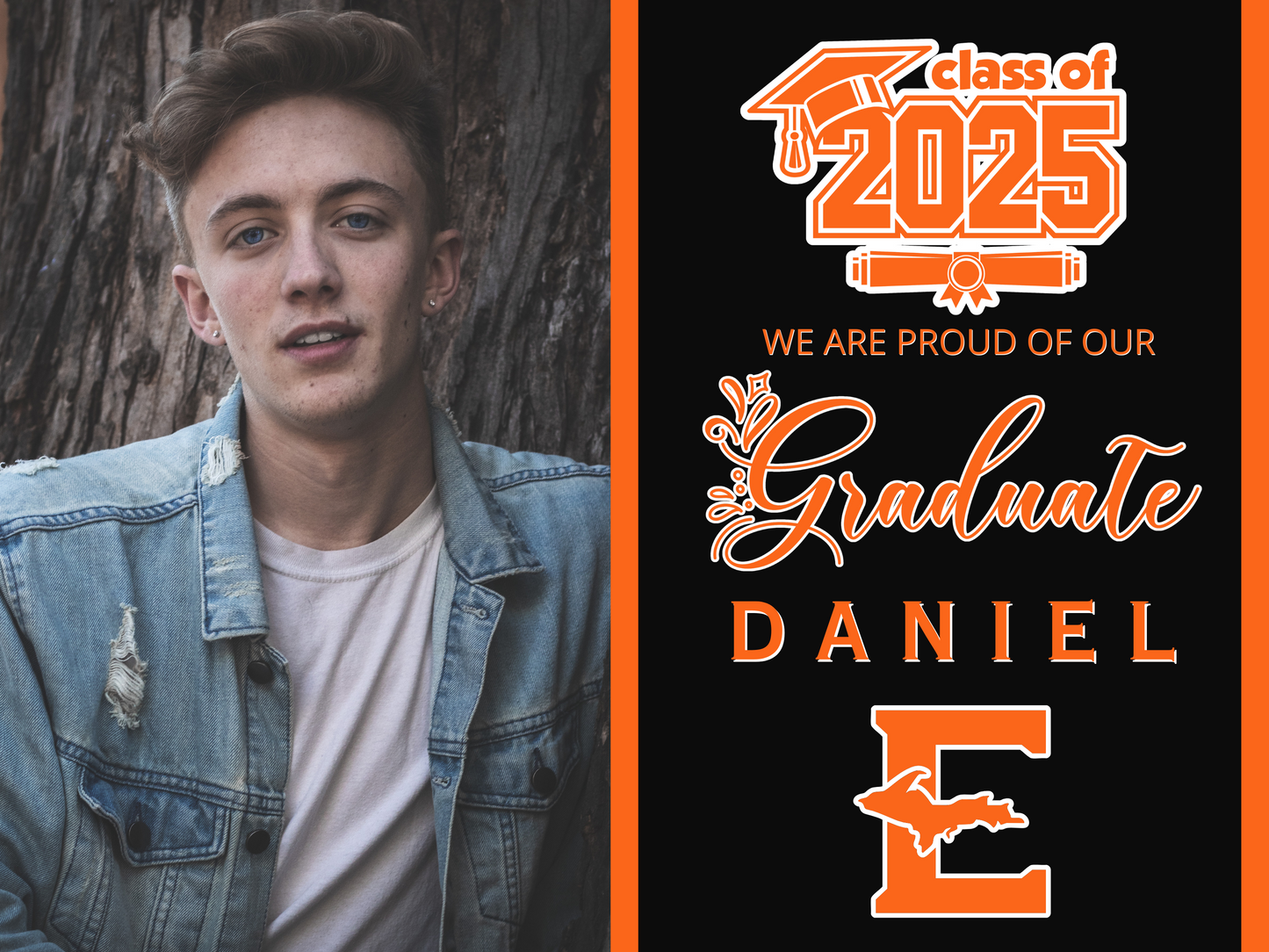 Class of 2025 Graduating Senior Yard Signs with Picture + School Logo