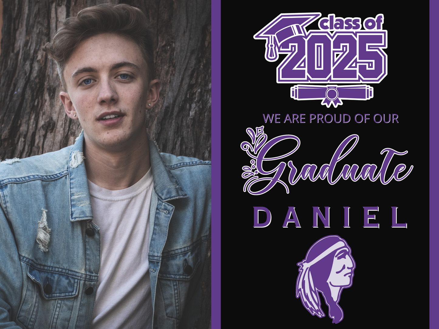 Class of 2025 Graduating Senior Yard Signs with Picture + School Logo