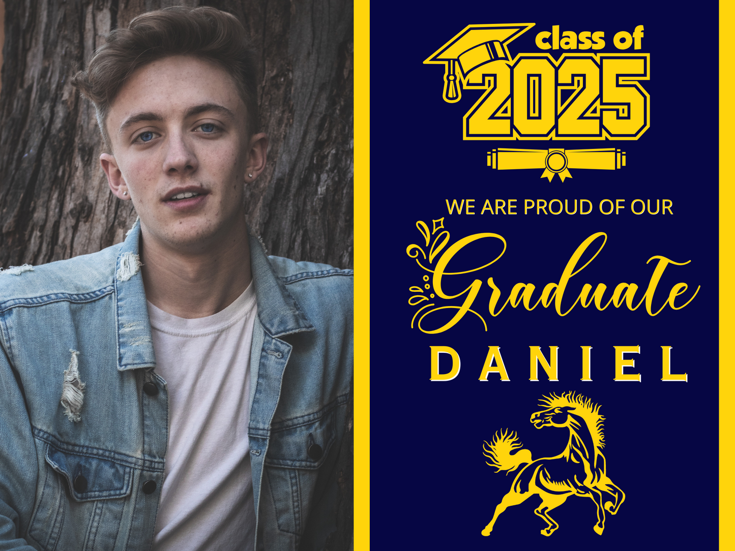 Class of 2025 Graduating Senior Yard Signs with Picture + School Logo
