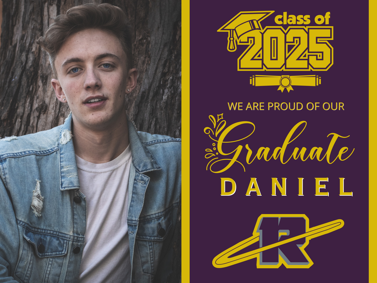 Class of 2025 Graduating Senior Yard Signs with Picture + School Logo