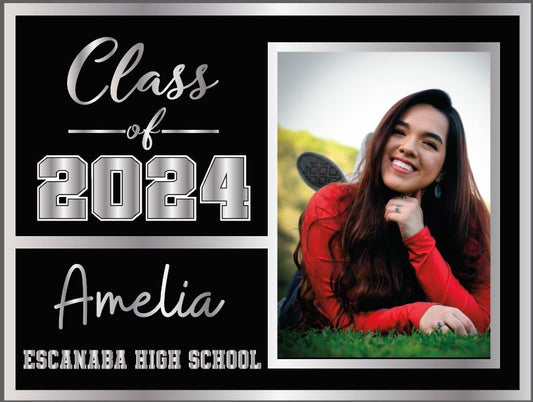 Class of 2024 Graduating Senior Yard Signs with Picture, Gold & Black, Silver & Black