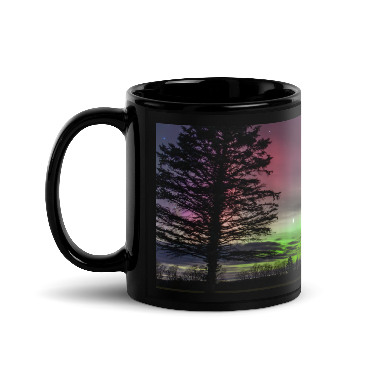 Northern Lights Coffee Mug: Aurora Borealis & Big Dipper Skyline, Michigan Night Sky Souvenir, Keepsake, Memento, Gift, Wrap around design