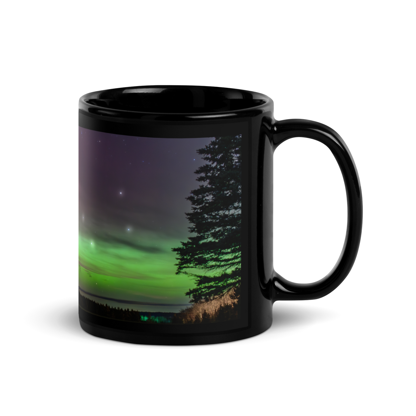 Northern Lights Coffee Mug: Aurora Borealis & Big Dipper Skyline, Michigan Night Sky Souvenir, Keepsake, Memento, Gift, Wrap around design