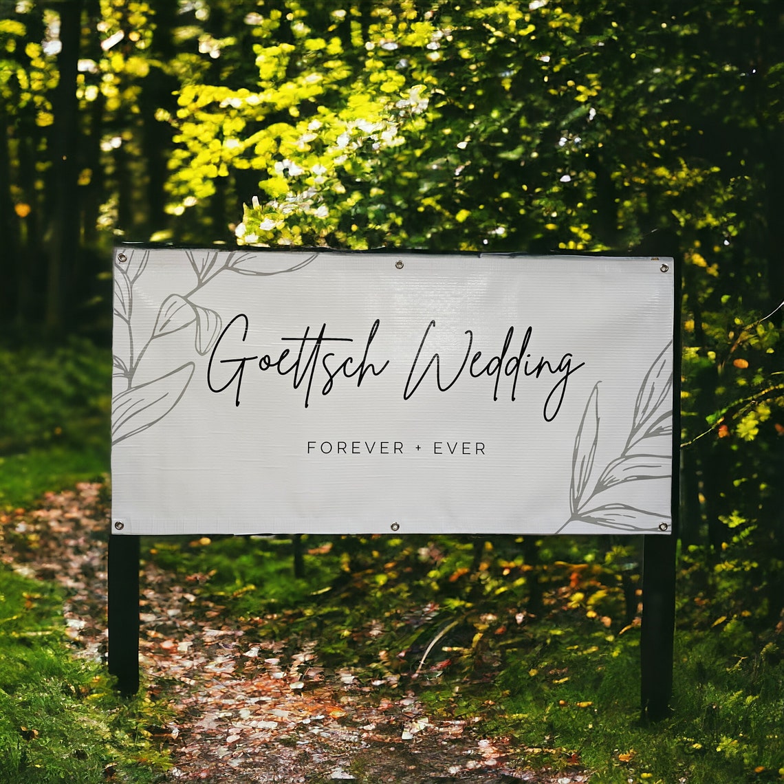 Personalized Wedding Welcome Banner, Custom Wedding Sign with Names & Date, Elegant Floral Decor, Indoor or Outdoor Wedding Reception Banner