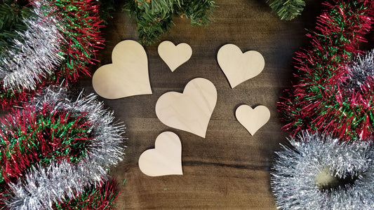 Heart Wood Cut out Shape, Wooden Heart Blank, DIY Christmas Wood Blanks