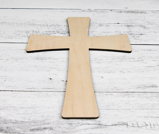 Wood Cross, 1/4" thick, Various heights available, option to customize with engrave