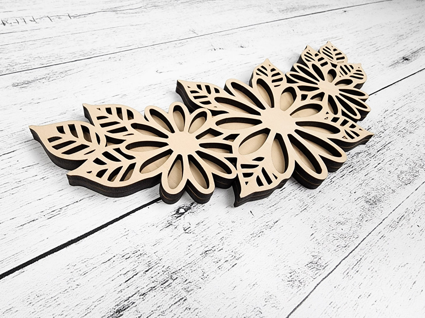Wood Floral Cut out, Flower shapes, Wooden floral pattern for wood signs, wood flowery cutout, wood blanks shapes for crafts, unfinished DIY
