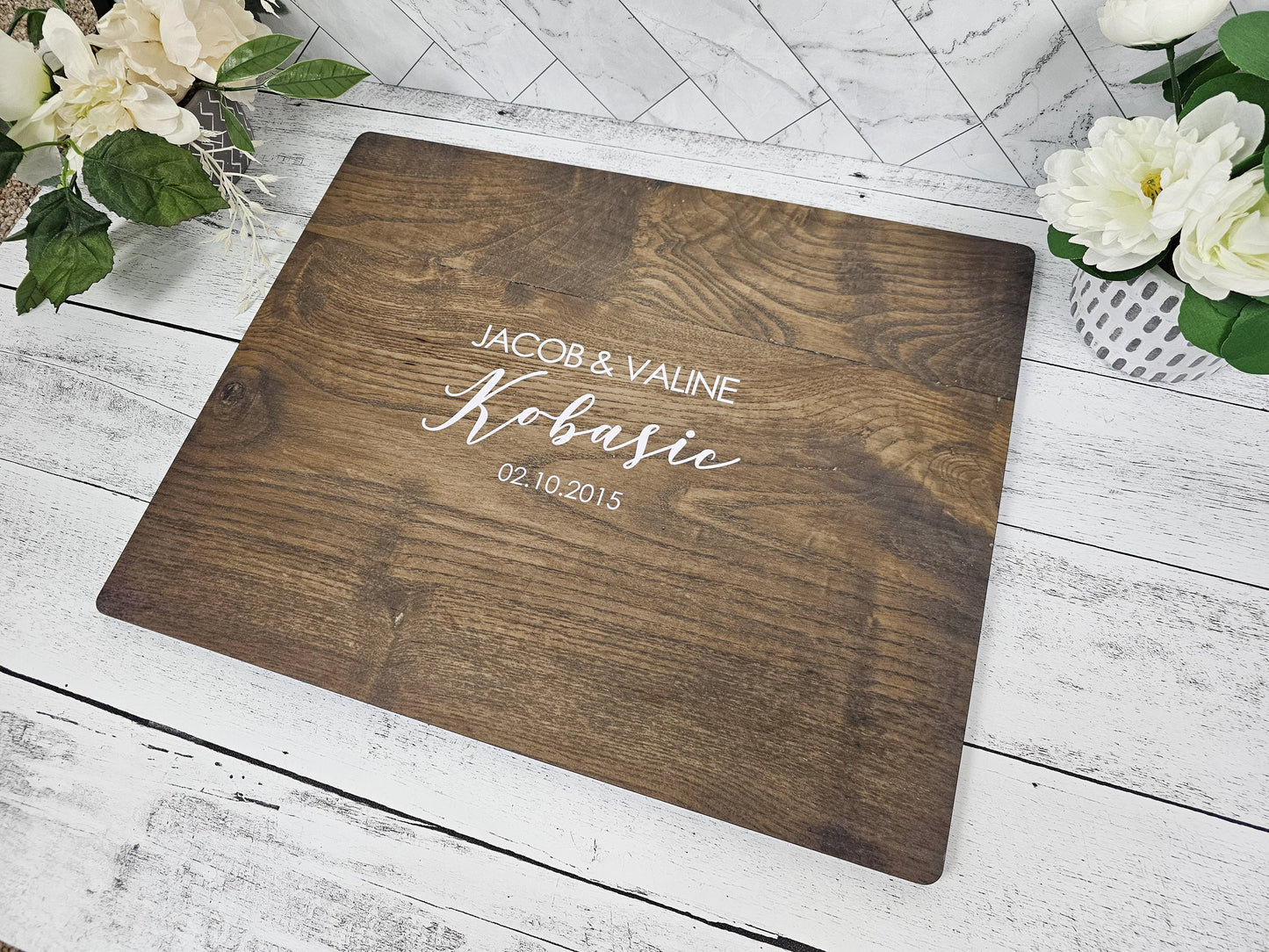 Personalized Wedding Guestbook Alternative, Signature Wooden Guestboard, Last Name, Initial, Date, First name personalization options