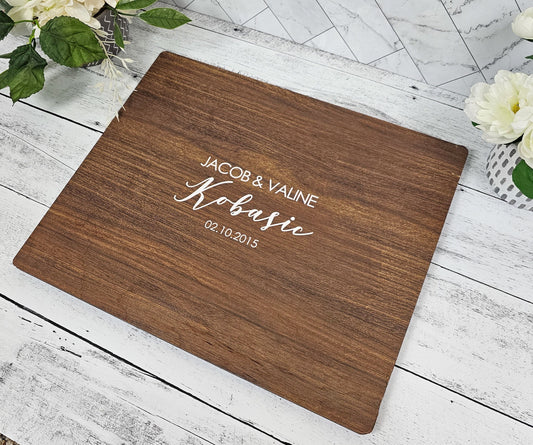 wedding guestbook alternative, wooden wedding signatures board , personalized with last name, first names, and wedding date