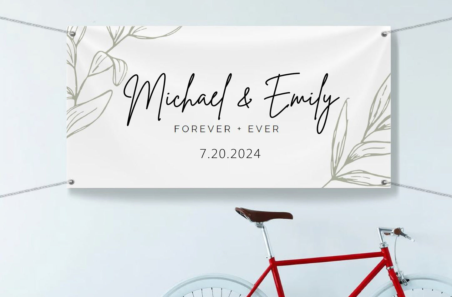 Personalized Wedding Welcome Banner, Custom Wedding Sign with Names & Date, Elegant Floral Decor, Indoor or Outdoor Wedding Reception Banner
