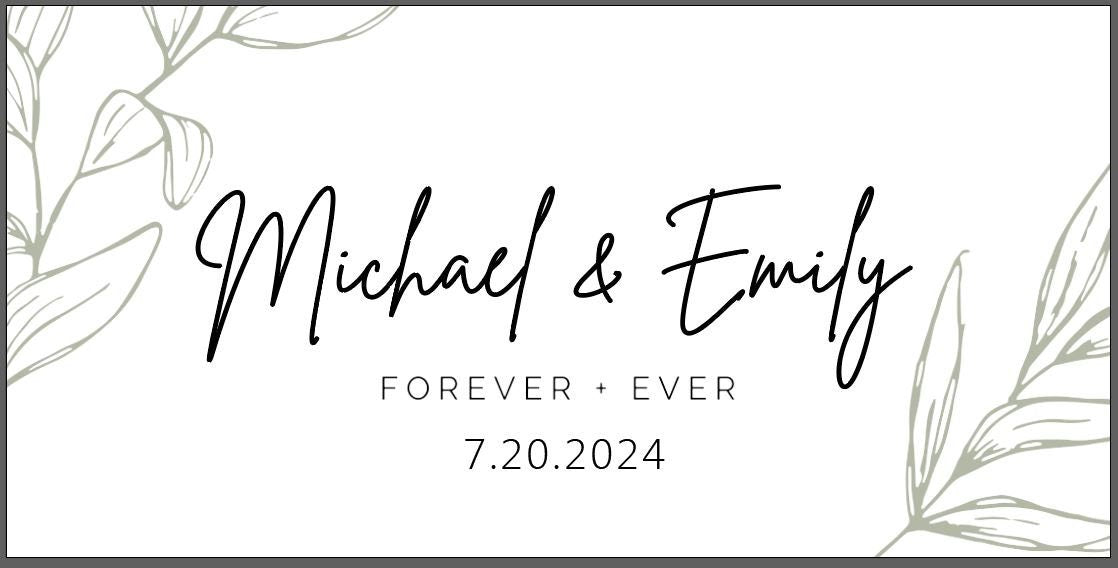 Personalized Wedding Welcome Banner, Custom Wedding Sign with Names & Date, Elegant Floral Decor, Indoor or Outdoor Wedding Reception Banner