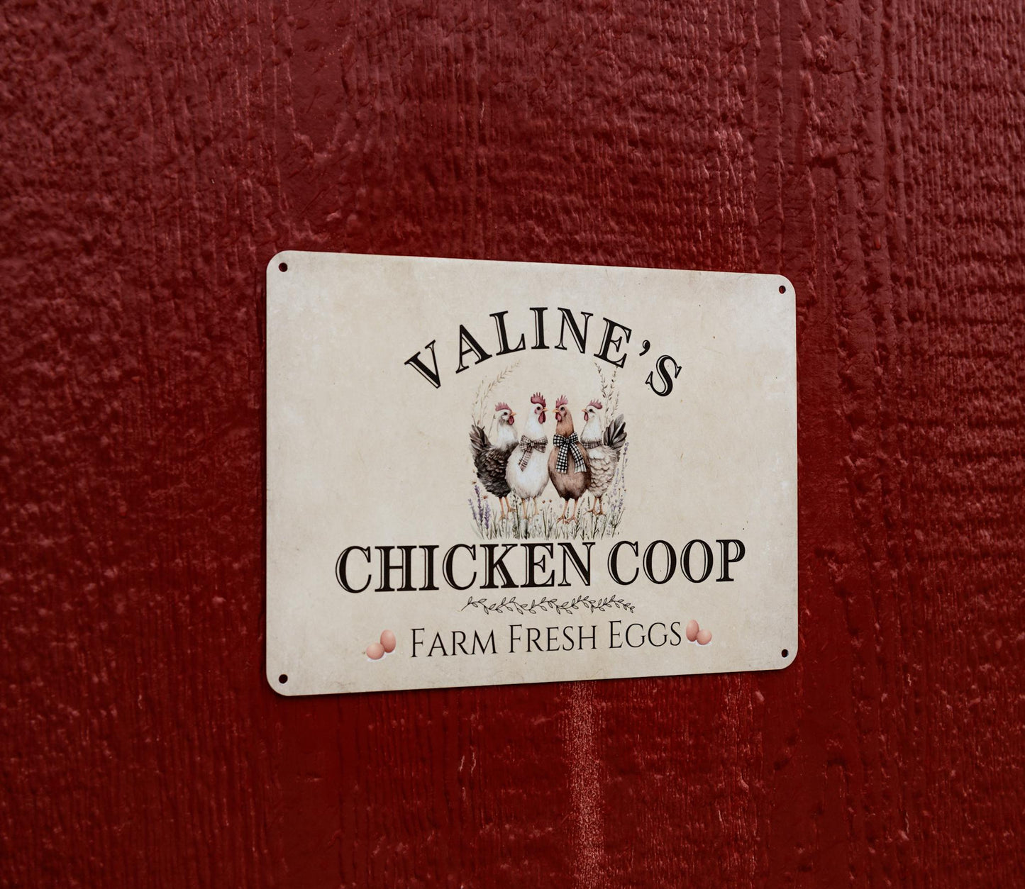 Sign for Chicken Coop, Custom Metal Chicken Coop Sign, Personalized with Name, Farm Fresh Eggs Decor, Barn Wall Art for backyard chickens