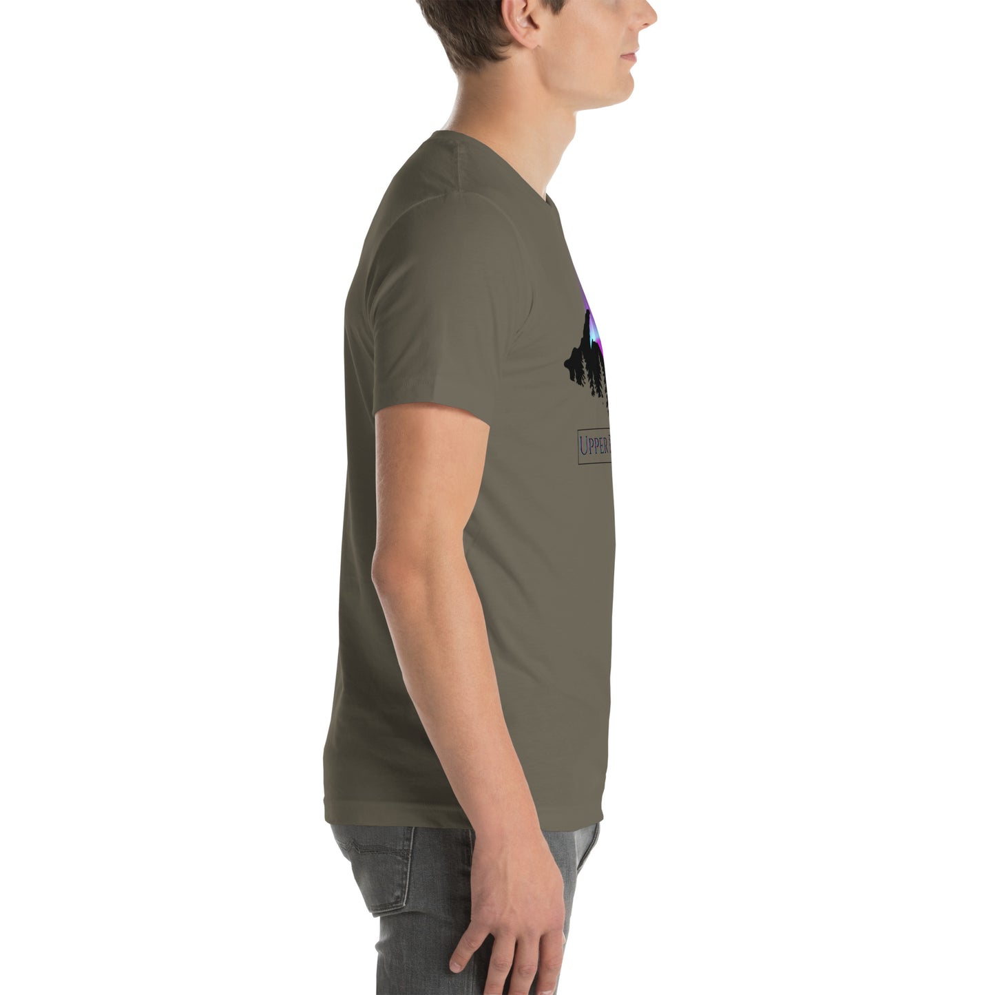 Upper Peninsula of Michigan Shirt with Northern Lights & Pine trees, Unisex t-shirt
