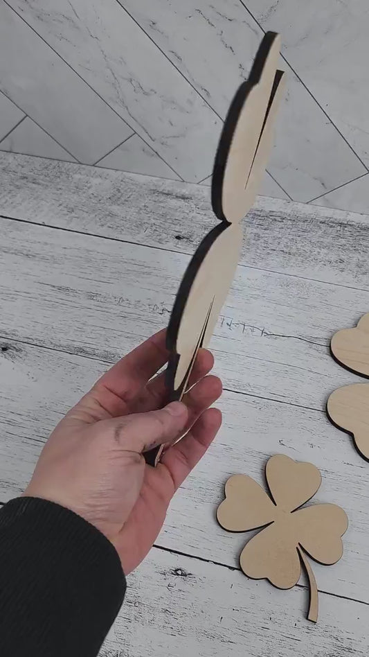 Shamrock Wood Shape 4 leaf Clover, St Patricks Day, March, Spring Decor Sign Making Supplies, Wooden four leaf clover, Unfinished, Quality