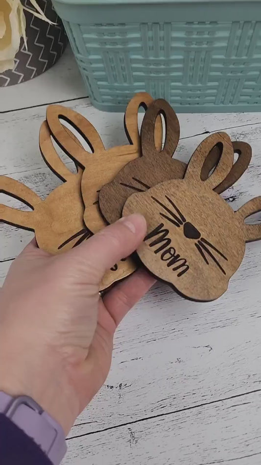 Custom Easter Basket Tag Personalized With Name, Easter Bunny Name Tag for Kids & Family, Engraved Easter Decor Ornament Place Card, Gift