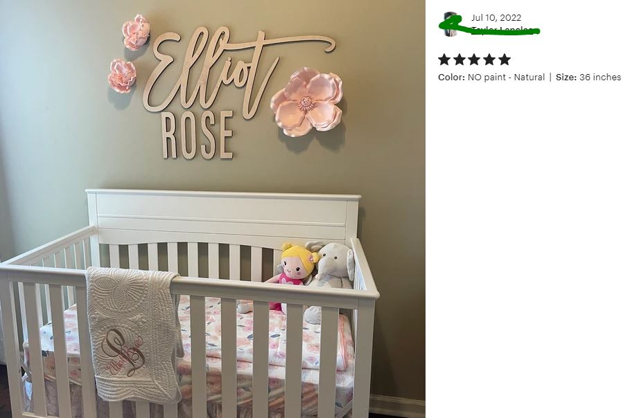 Custom Nursery Wood Name Sign Decor, Personalized with First & Middle Name or other two words