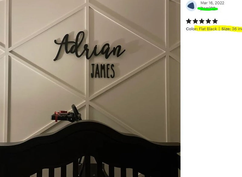 Custom Name Sign, First & Middle Personalized Name Sign