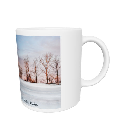 Metal prints - Escanaba Michigan Winter sunrise over Lake Michigan, Sand Point, Water Plant Road, Ludington Park view