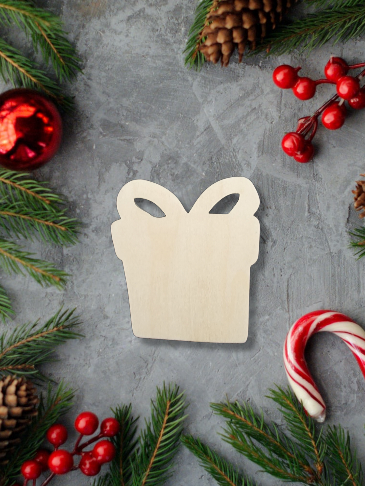 Christmas Present Wood Cut out Shape, Wood Present Shape, Unfinished, DIY Wood Blank, Christmas wood blank, Wood Crafts, Holiday Ornaments