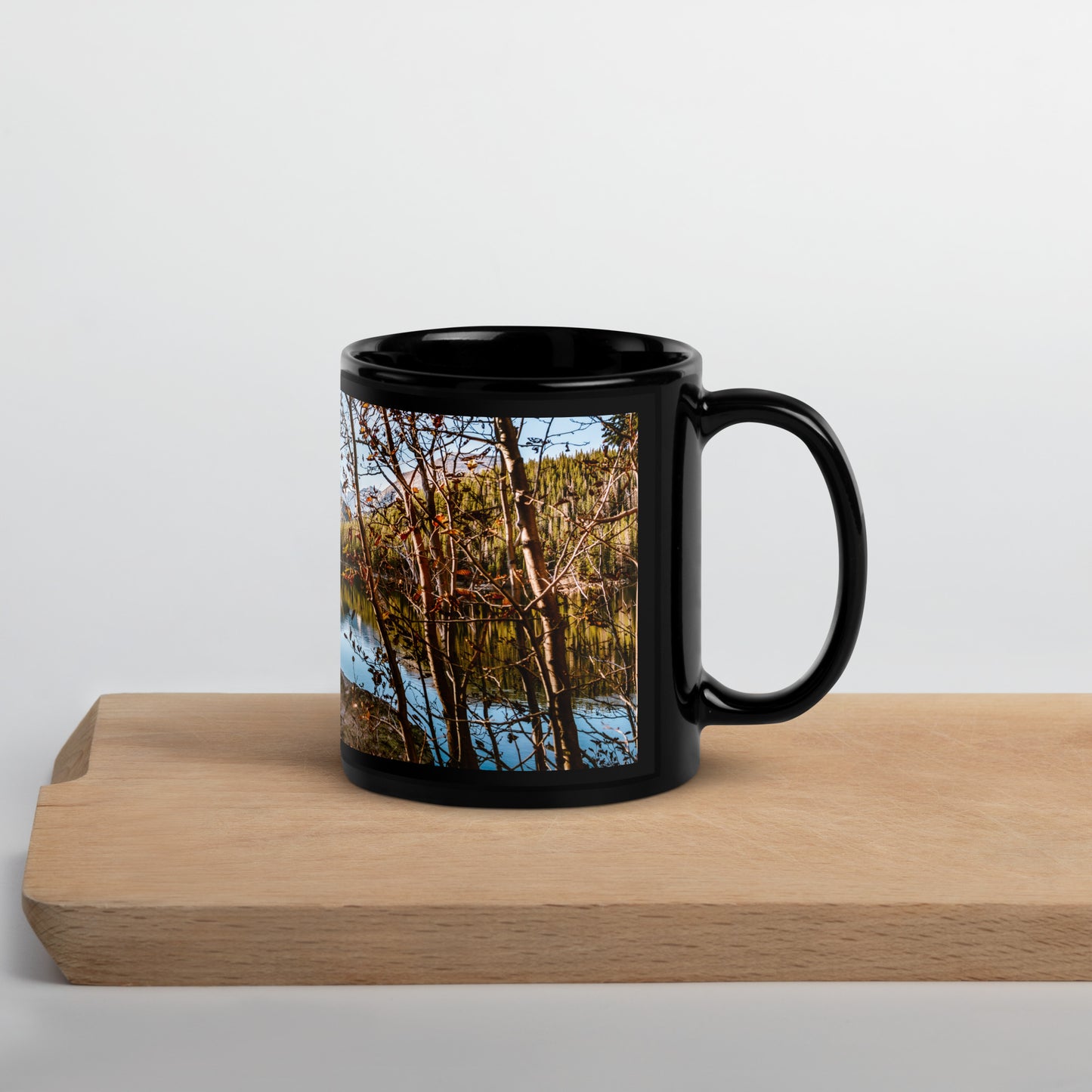 Bear Lake in Rocky Mountain National Park in Colorado - Black Glossy Coffee Mug Souvenir