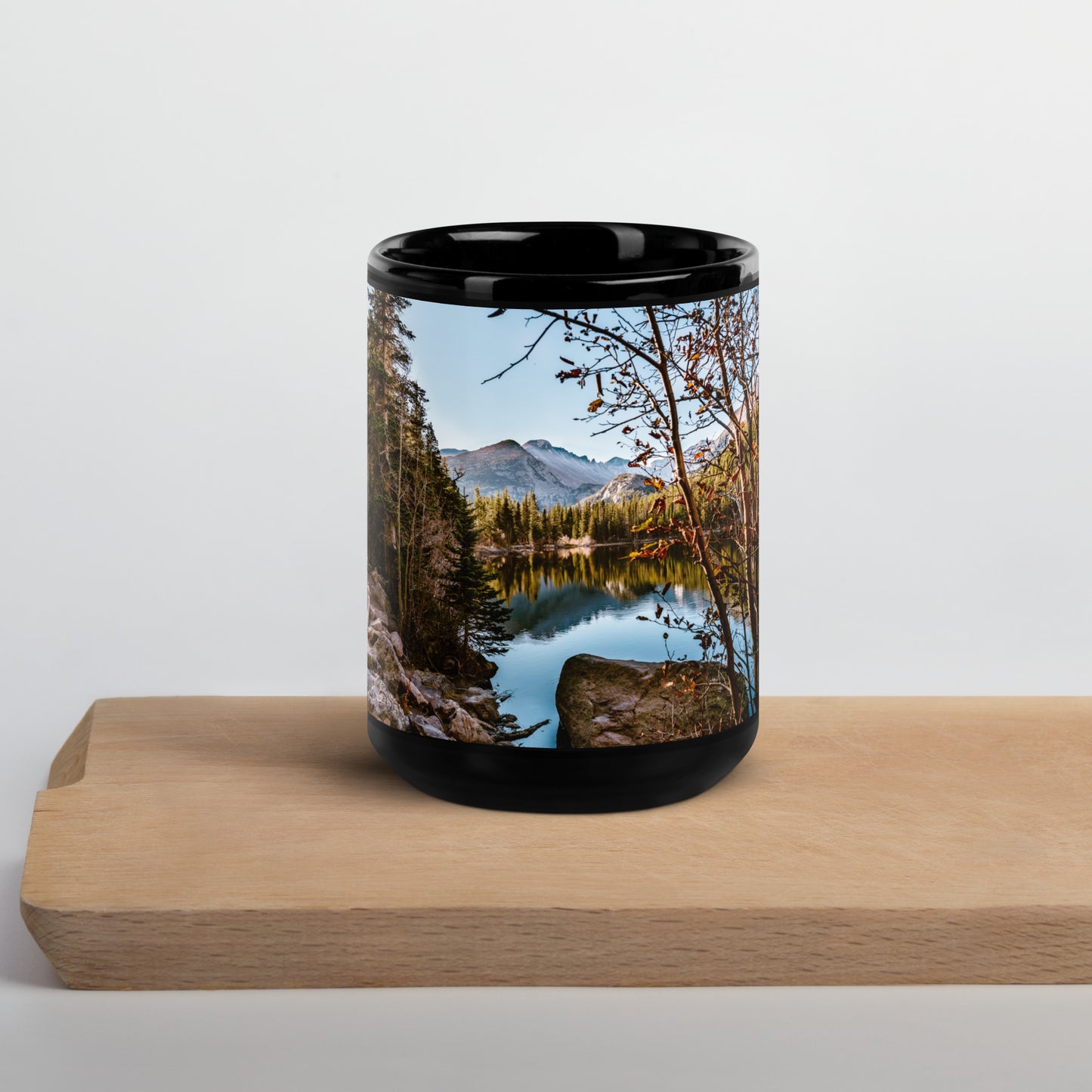 Bear Lake in Rocky Mountain National Park in Colorado - Black Glossy Coffee Mug Souvenir