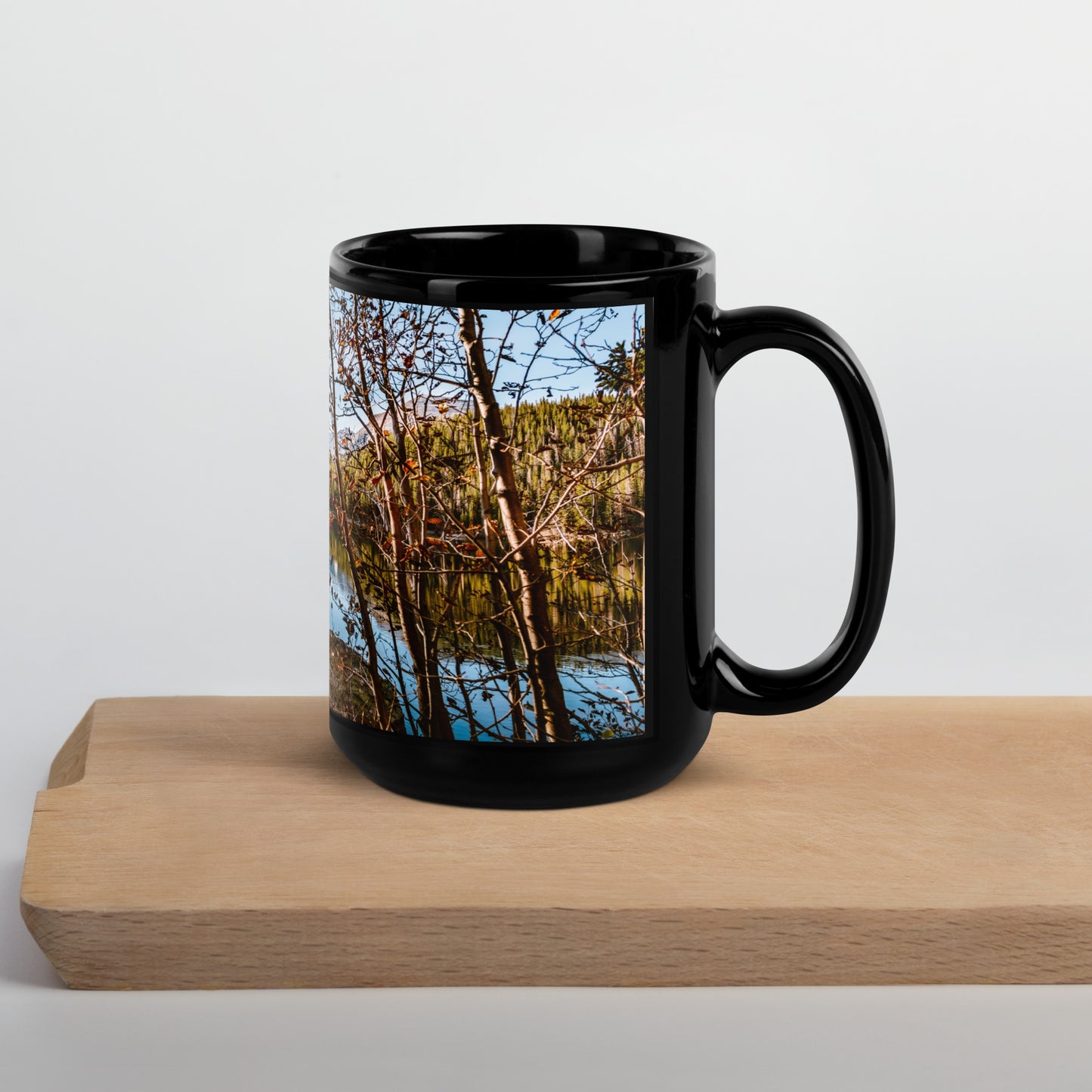 Bear Lake in Rocky Mountain National Park in Colorado - Black Glossy Coffee Mug Souvenir