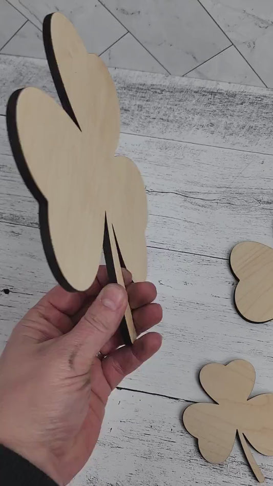 Shamrock Wood Shape 3 leaf Clover, St Patricks Day, March, Spring Decor Sign Making Supplies, Wooden three leaf clover, Unfinished, Quality