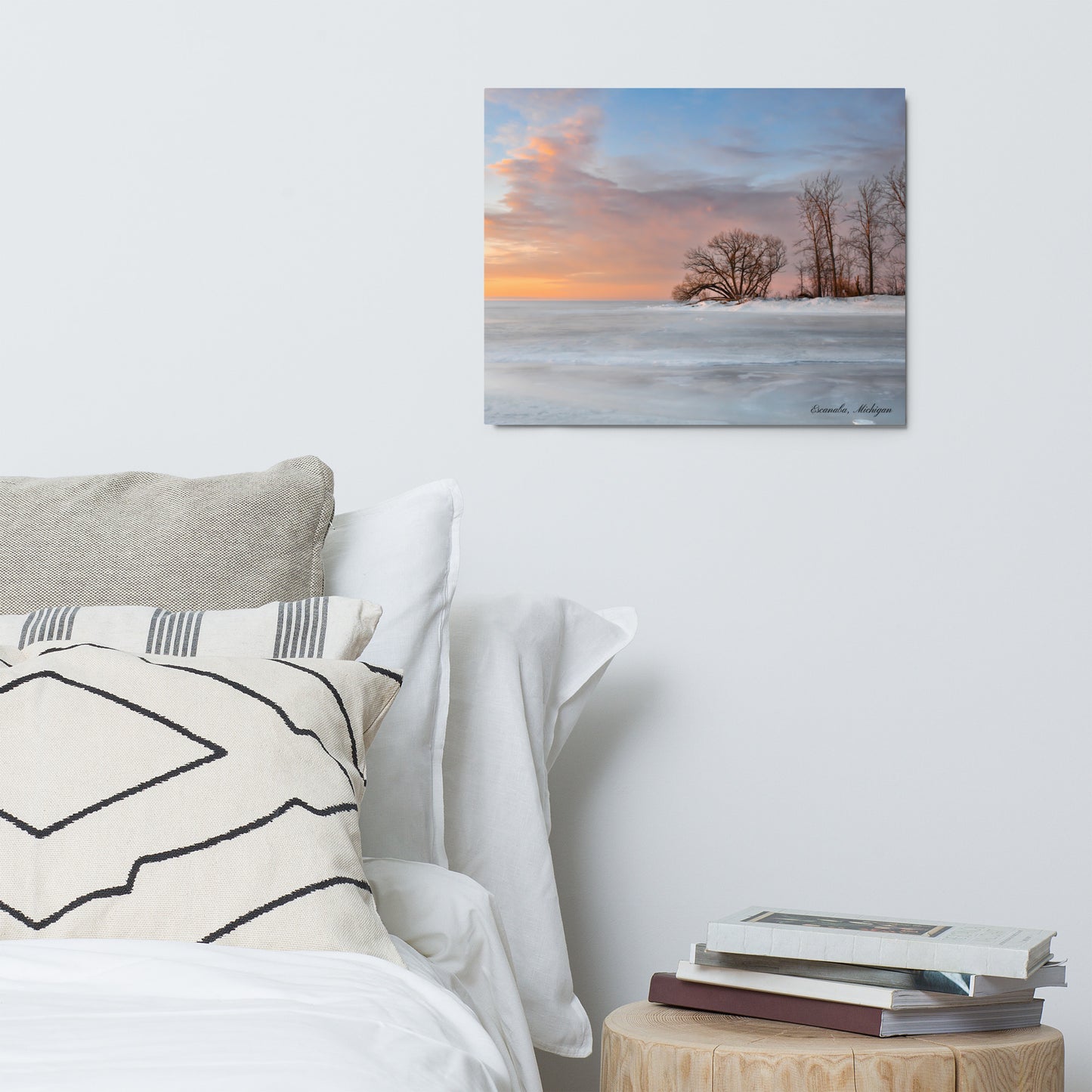 Metal prints - Escanaba Michigan Winter sunrise over Lake Michigan, Sand Point, Water Plant Road, Ludington Park view