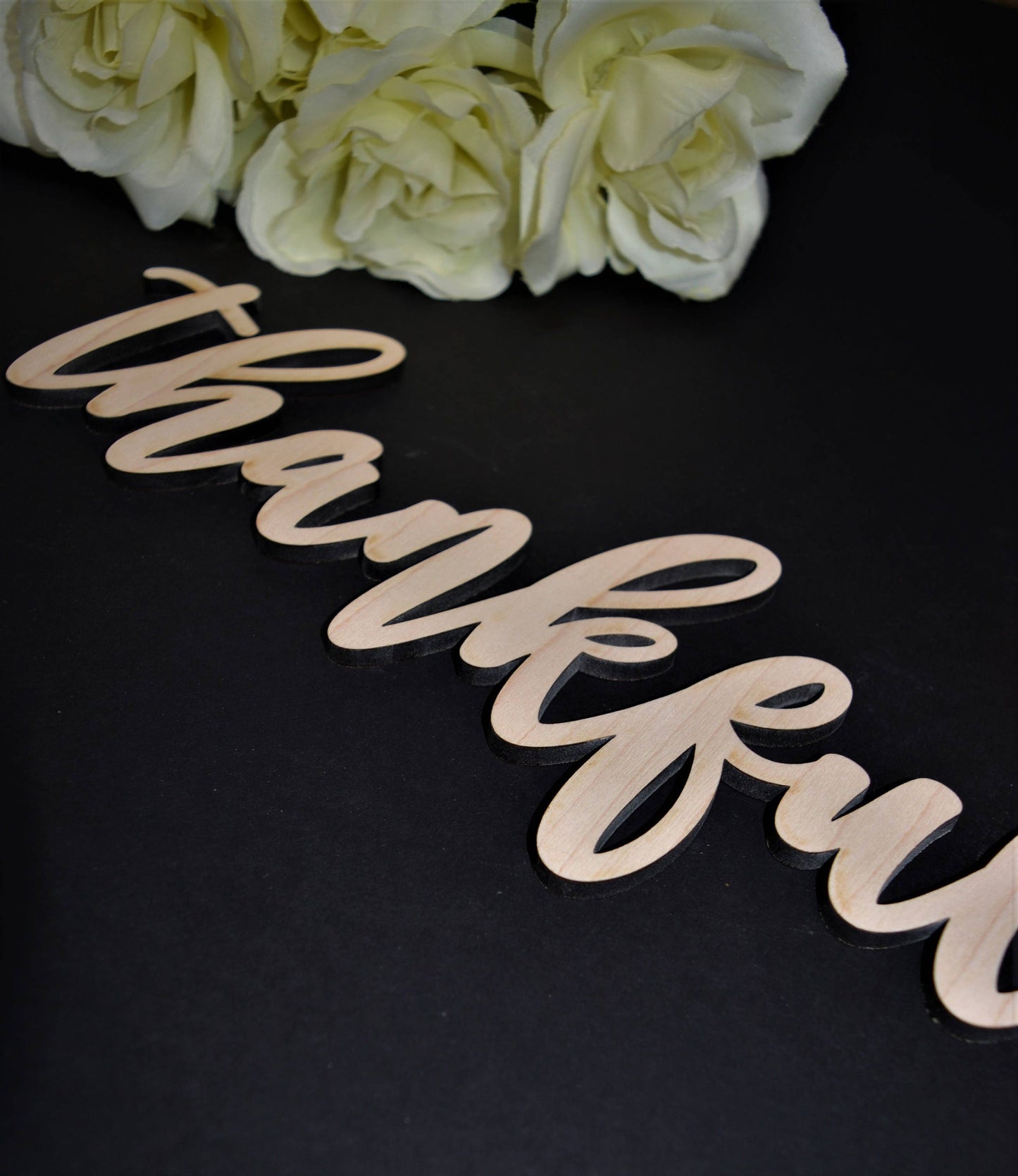 THANKFUL wood sign. Calligraphy THANKFUL Wall Sign. Laser Cut THANKFUL wood cut out sign. Rustic Wood Thankful Sign. Wood Thankful word Sign