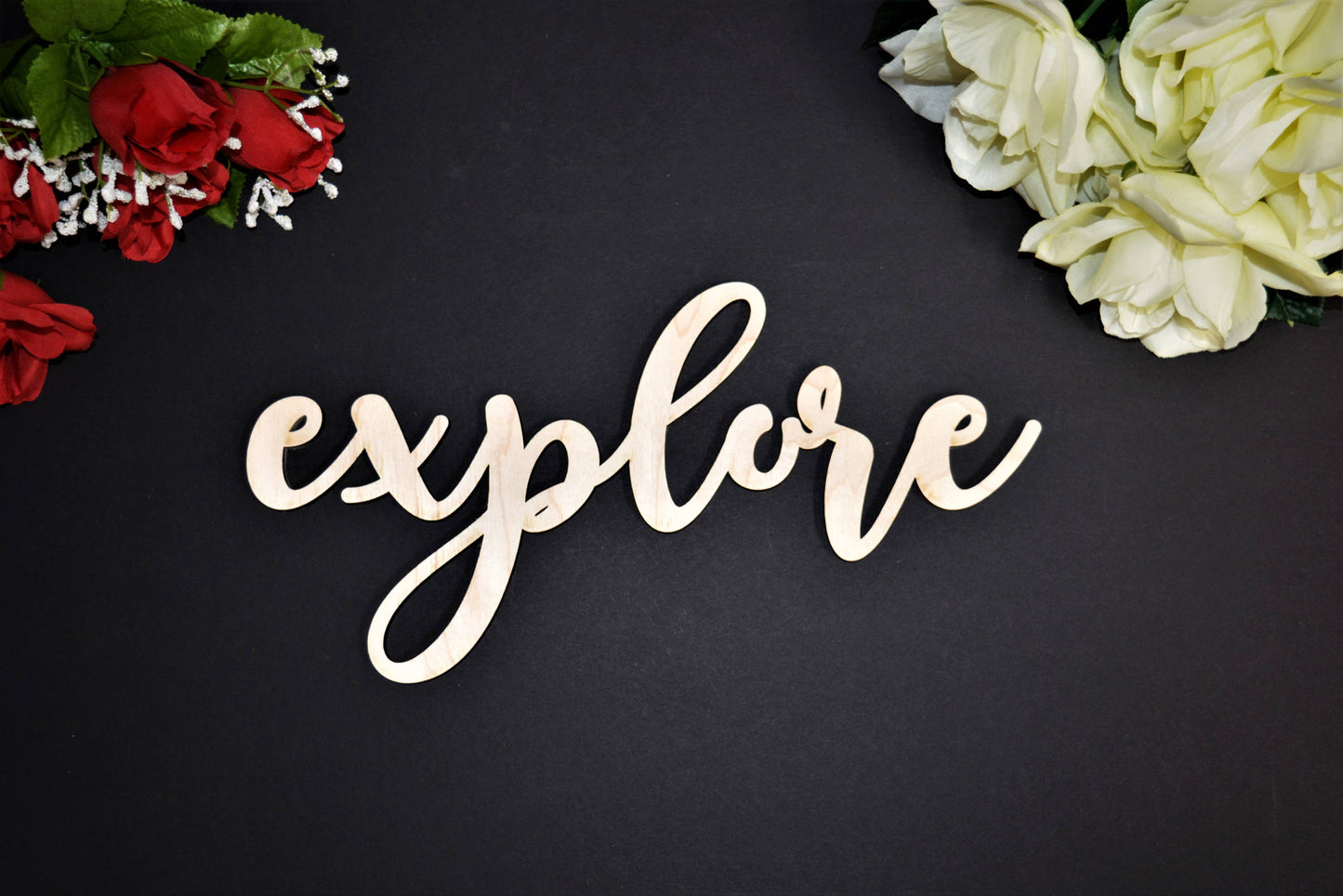 Explore wood sign Laser cut Calligraphy Explore Wall Sign. Explore wood cut out. Rustic Wood Sign. Wood Explore Word Sign. Wood Letter Sign