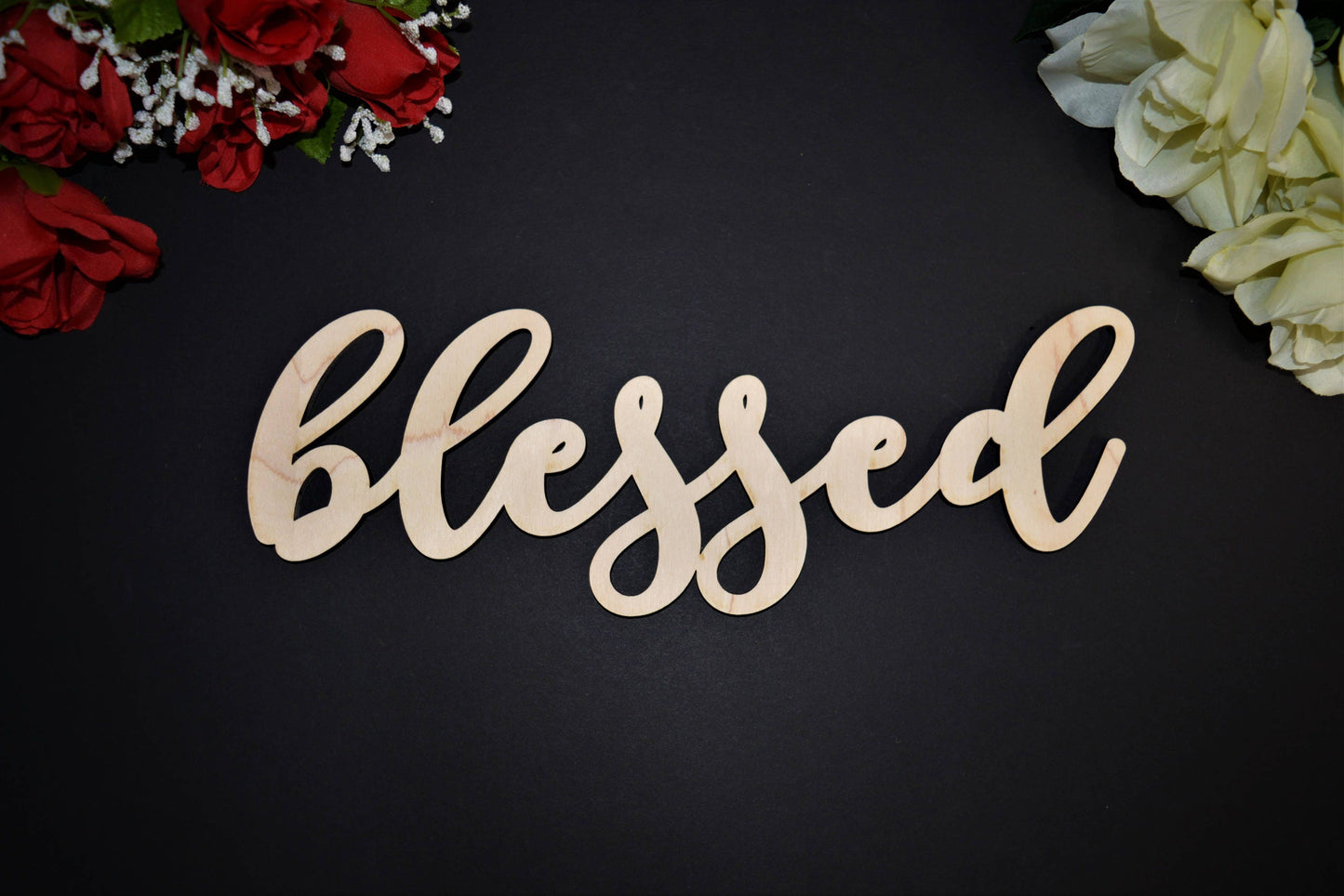 BLESSED wood sign Laser cut. Calligraphy BLESSED Wall Sign. BLESSED wood cut out. Rustic Wood Sign. Wood Blessed Word Sign. Wood Letter Sign