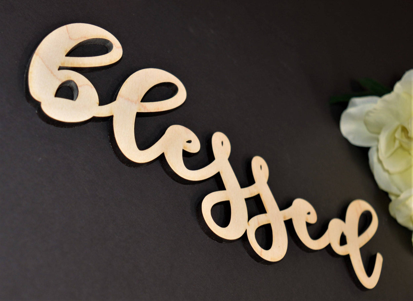 BLESSED wood sign Laser cut. Calligraphy BLESSED Wall Sign. BLESSED wood cut out. Rustic Wood Sign. Wood Blessed Word Sign. Wood Letter Sign