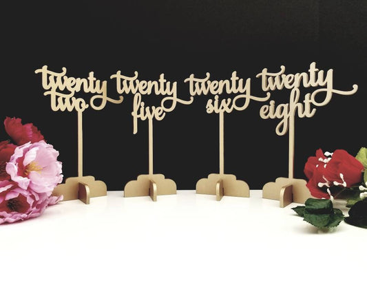 Table Numbers. Wedding Table Numbers. Stand Alone Table Numbers with Base. Script Table Number. Wood Wedding Table Numbers with stake