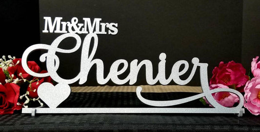 Mr and Mrs Sign. Script Wedding Name Sign. Script Mr & Mrs Wood Name. Personalized Name Sign. Mr and Mrs Sweetheart Table Centerpiece