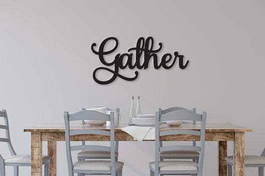 Gather sign, Gather Wood Sign, Gather Wall Decor, Thanksgiving Decor, Gather Word Sign, Wood Cut Out Gather Sign, Family & Dining room decor