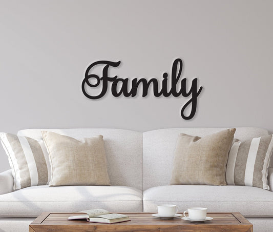 Family sign, Family Wood Sign, Family Wall Decor, Thanksgiving Decor, Family Word Sign, Wood Cut Out Family Sign, Family & Dining room decor