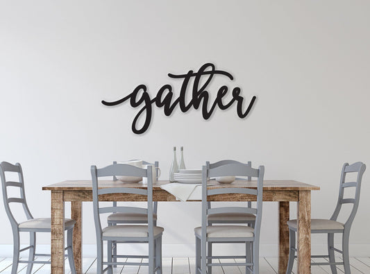 Gather sign, Gather Wood Sign, Gather Wall Decor, Thanksgiving Decor, Gather Word Sign, Wood Cut Out Gather Sign, Family & Dining room decor