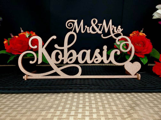 Mr & Mrs Sign - Custom Wedding Name sign - Script Mr and Mrs Surname - Personalized Last Name Sign - Sweetheart table Sign - Custom Deocr