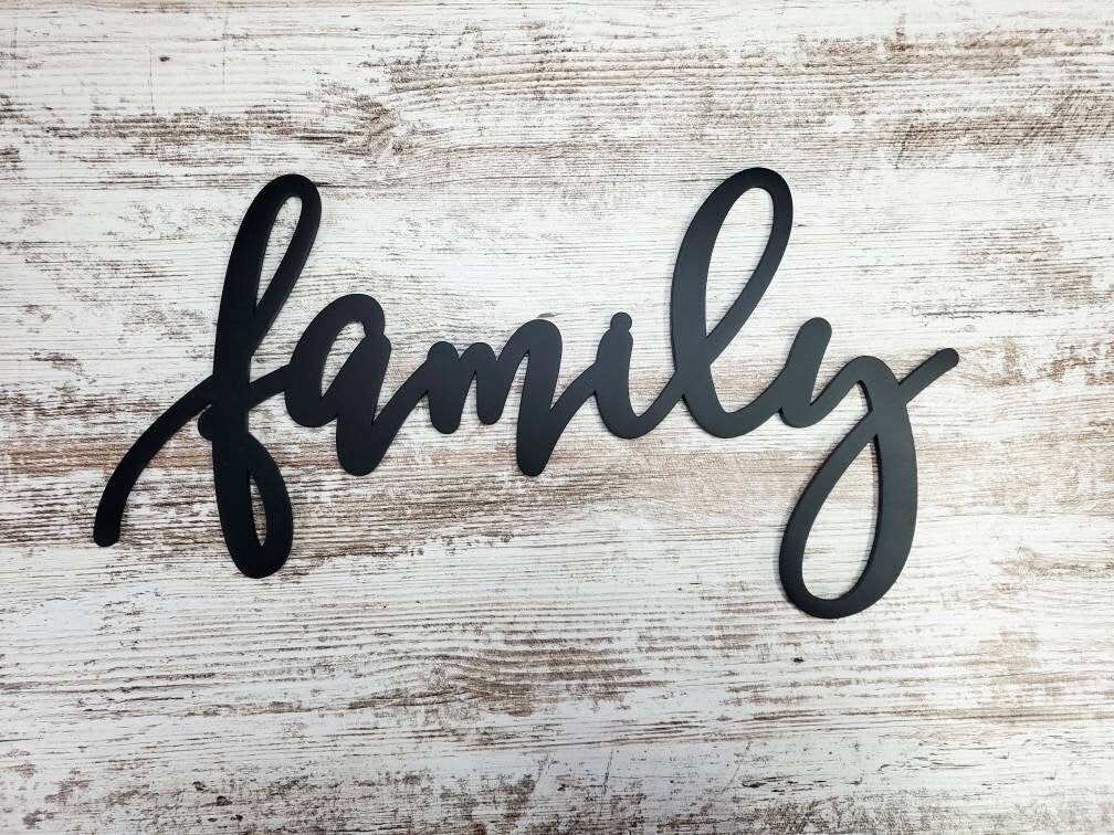 Family sign, Family Wood Sign, Family Wall Decor, Thanksgiving Decor, Family Word Sign, Wood Cut Out Family Sign, Family & Dining room decor