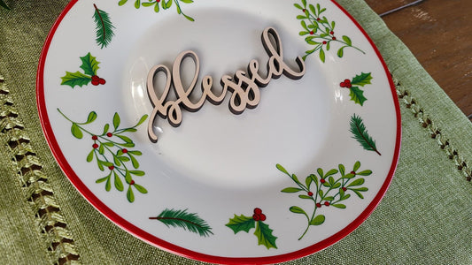 Blessed Place Cards, Blessed sign, Christmas table setting, Holiday Decor Christmas Place settings, Small Wood Blessed Sign