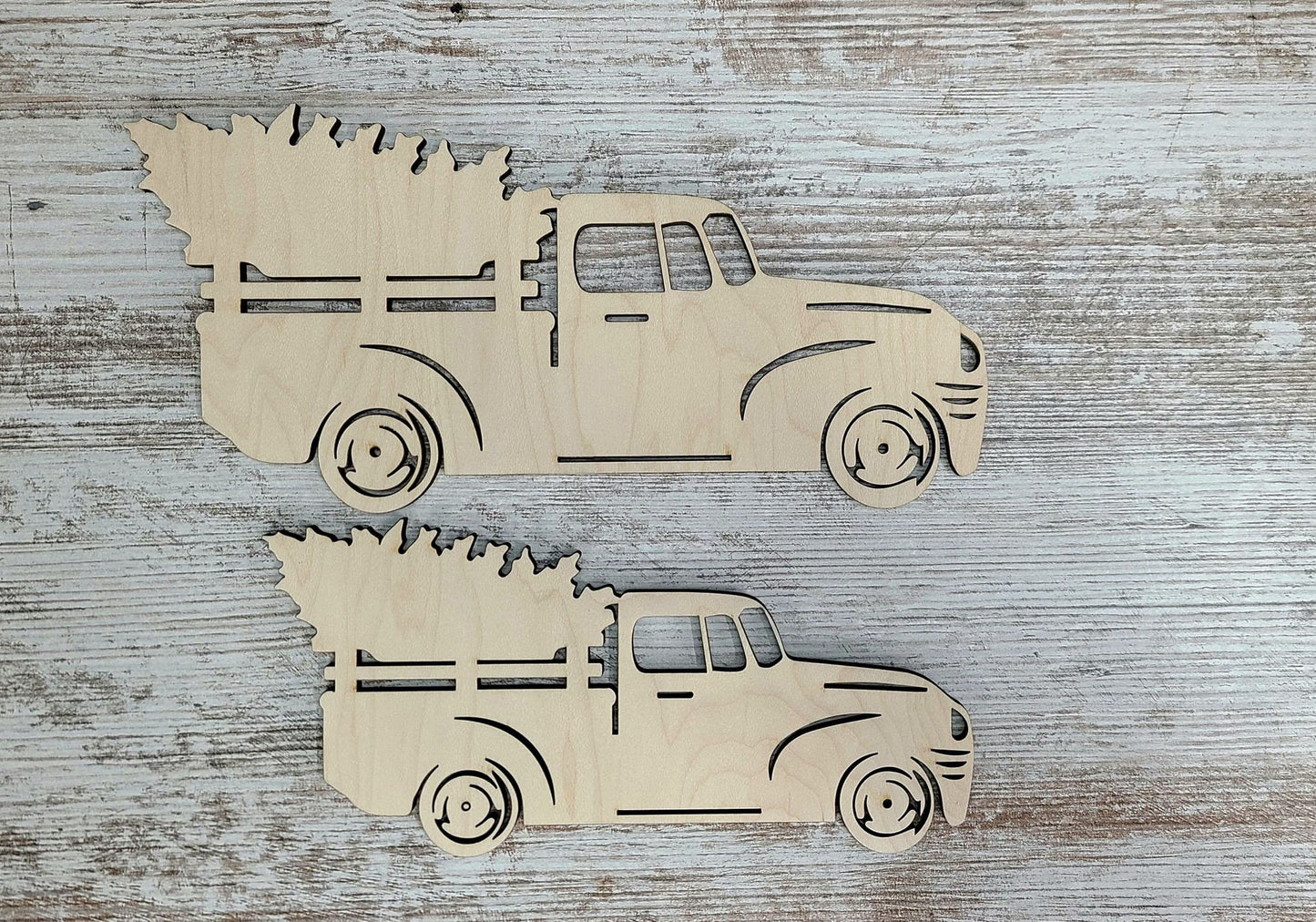 Christmas truck with Tree, Santa Claus Truck, little red truck, wood shape, wooden Vintage truck, Christmas crafts, DIY Wood Blank