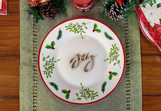 Joy Place Cards, Christmas Plate setting cards, Christmas Wooden Word, Holiday Decor, Christmas Place settings, Small Wood Joy Sign