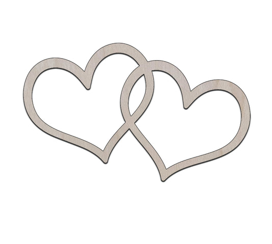 Interlocking Hearts Wood Shape, Overlapping Hearts, Heart Shape Blank, Heart wood blank, Shapes for Crafts DIY Wood Blank, Heart shape blank