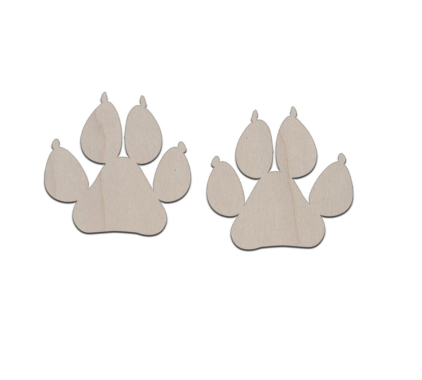 Paw Prints Wood Shape, Set of 2 Paw print Shape, Wood Dog Paw Blank, DIY Wood Blanks, Shapes for Crafts, Signs, Cat paw print, raw wood