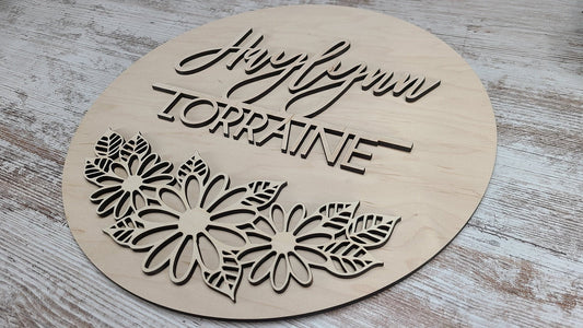 Custom Name Sign Kit, First & Middle Name, Nursery Round Name Sign, Wood Craft kit, Unfinished, DIY Personalized Wood Childrens Project Sign