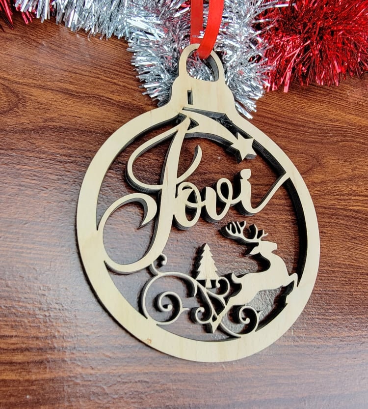 Personalized Christmas Ornament, Custom Xmas Bulb with Name, Star, Reindeer, Custom Childrens Name Ornament, Wooden Christmas Ornament decor