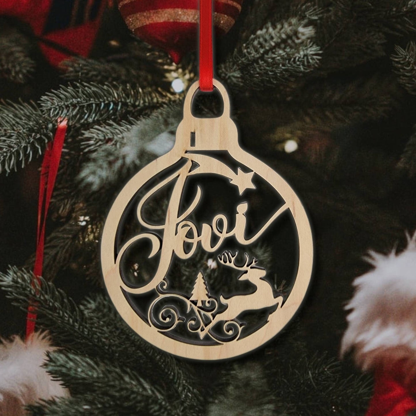 Personalized Christmas Ornament, Custom Xmas Bulb with Name, Star, Reindeer, Custom Childrens Name Ornament, Wooden Christmas Ornament decor