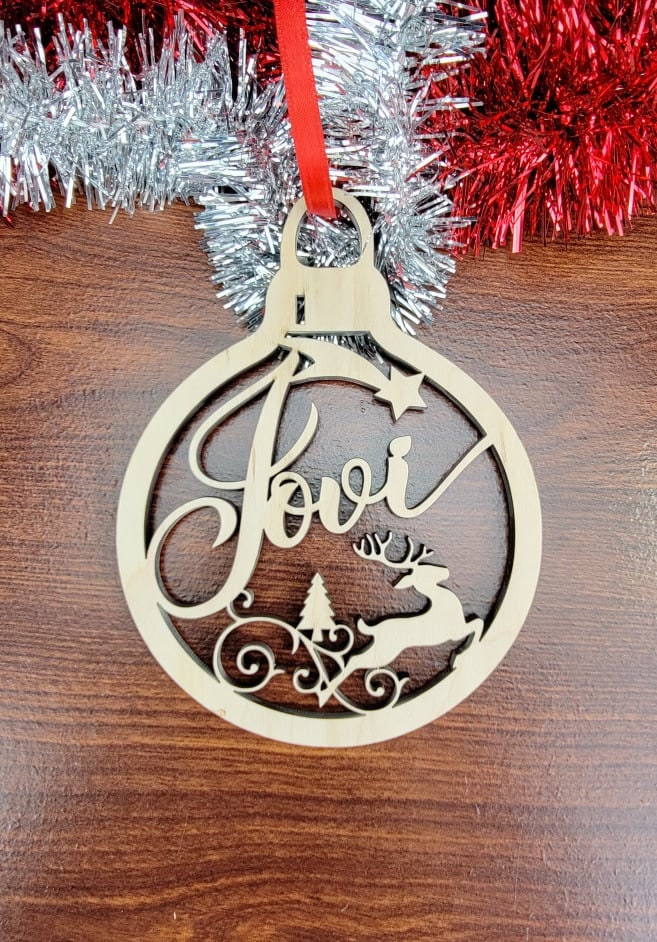 Personalized Christmas Ornament, Custom Xmas Bulb with Name, Star, Reindeer, Custom Childrens Name Ornament, Wooden Christmas Ornament decor