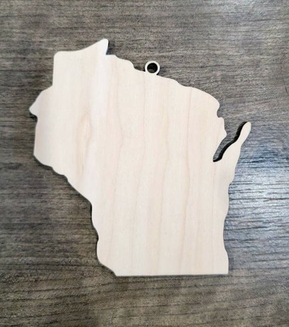 Wisconsin Ornaments, Bulk wood Blanks, Unfinished, tate Shaped Wood Ornament, DIY, Christmas ornaments, Blanks for Crafts, sign making